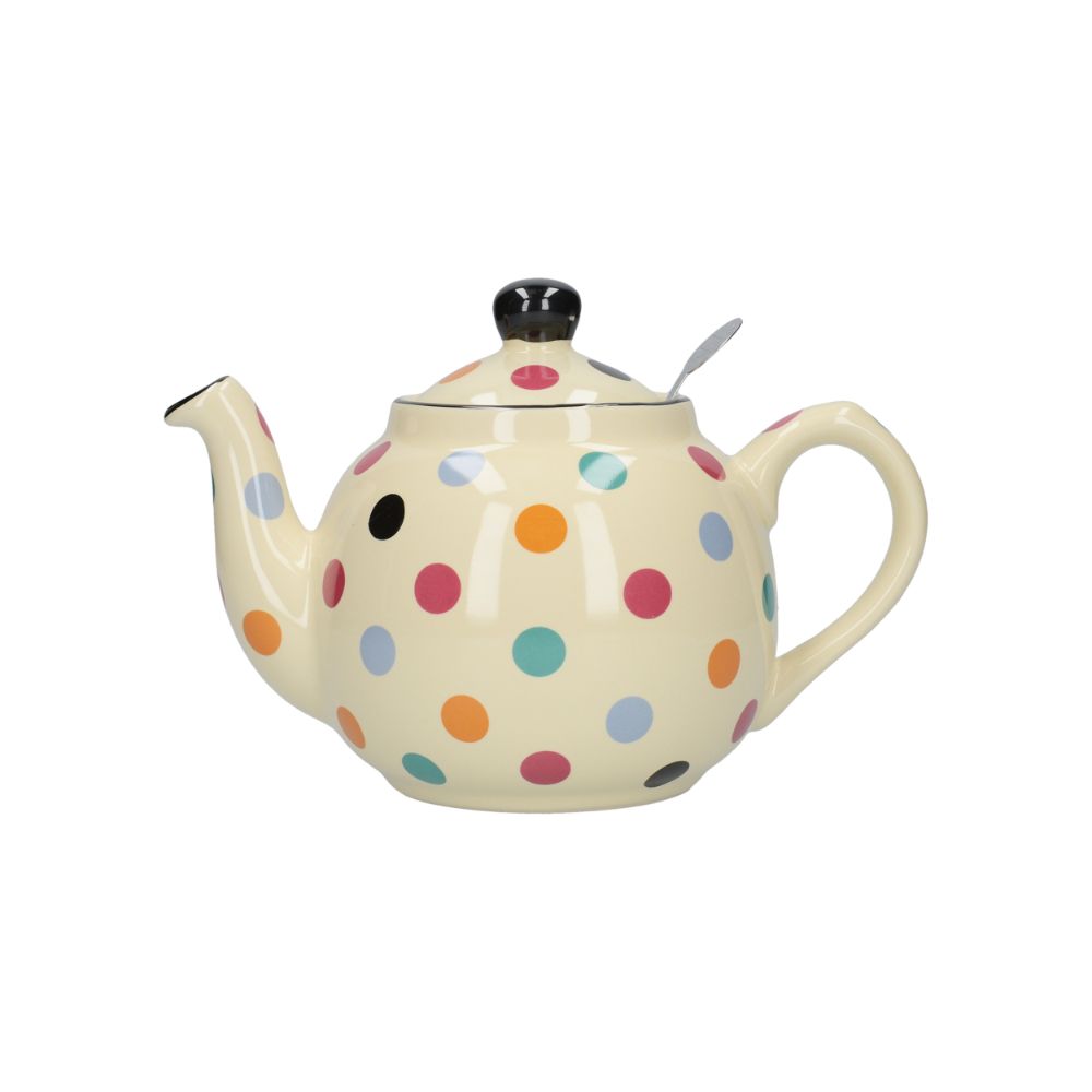 Theepot met Zeef, Keramiek, Gekleurde Stippen, 1.5 L - London Pottery