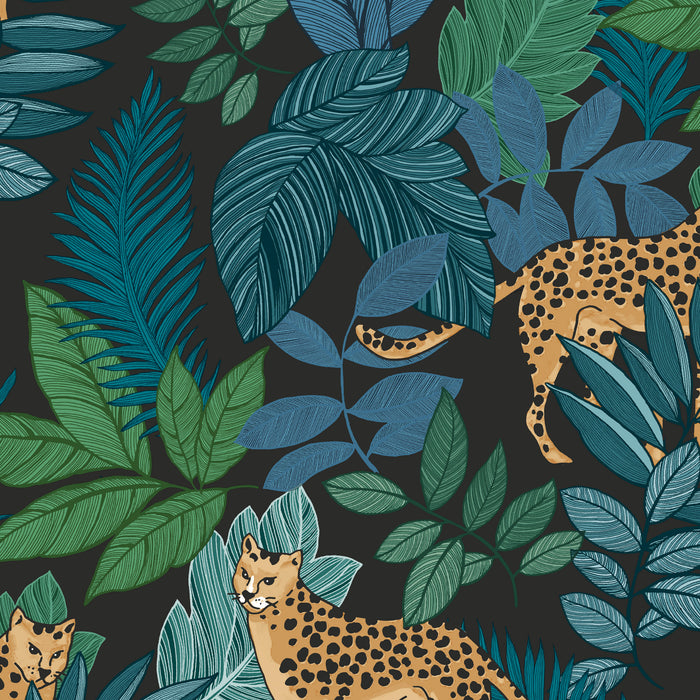 Envy vliesbehang Cheetin Night zwart|groen 10mx52 cm