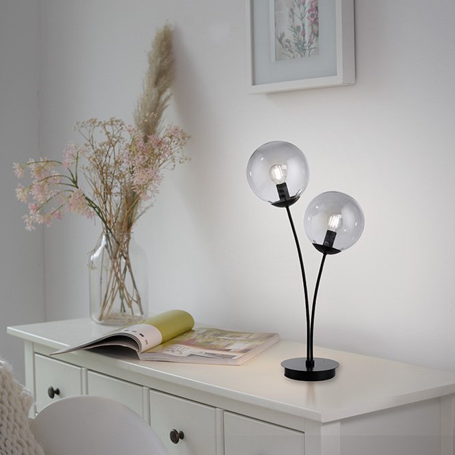 JUST LIGHT Tafellamp Big Widow Zwart 2 Lichts E14