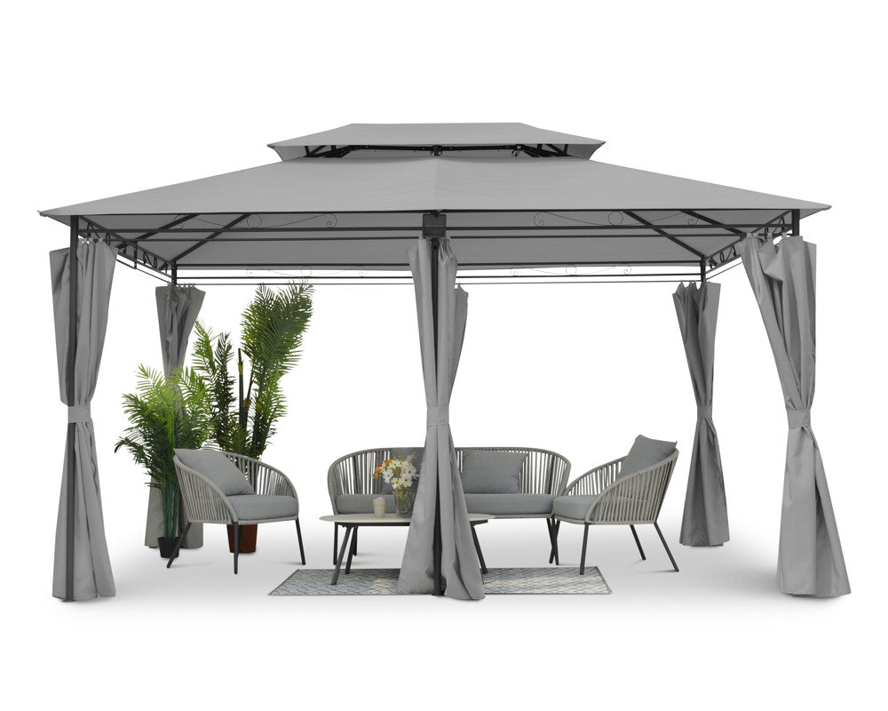 Luxe Stalen Paviljoen met LED-verlichting op zonne-energie - Grijs