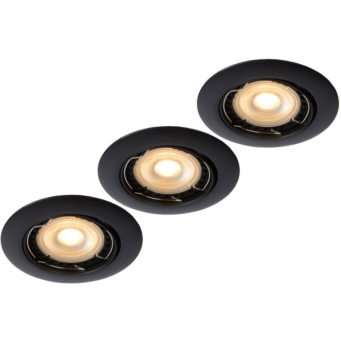 FOCUS Inbouwspot Ø 8,1 LED Dimb. Zwart - Set van 3