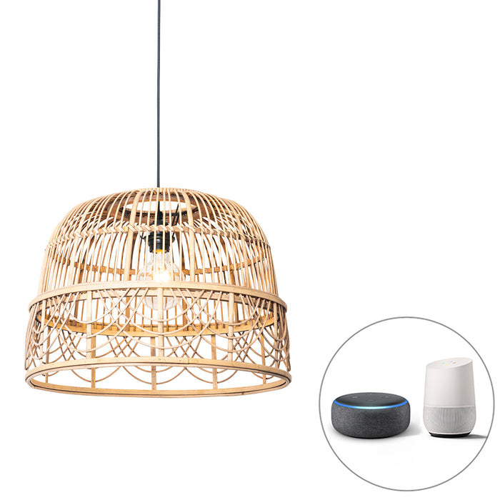 QAZQA Smart hanglamp rotan 44 cm incl. Wifi G95 - Michelle