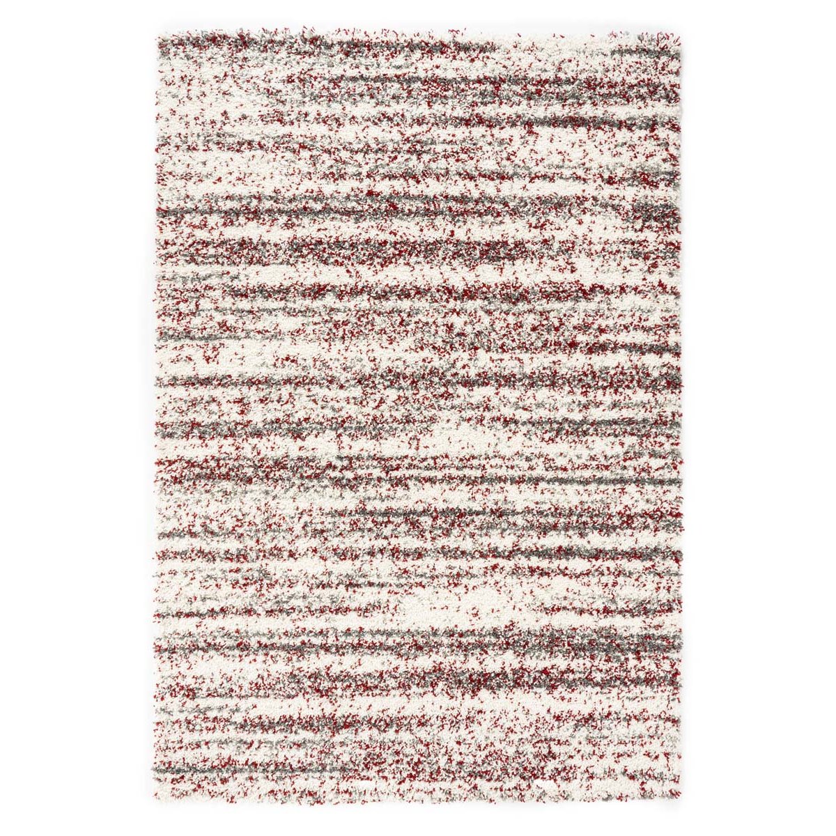 Boho&me Hoogpolig vloerkleed strepen Artisan - grijs|rood - 200x300 cm