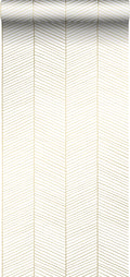 ESTAhome behang visgraat-motief wit en goud - 0,53 x 10,05 m - 139135