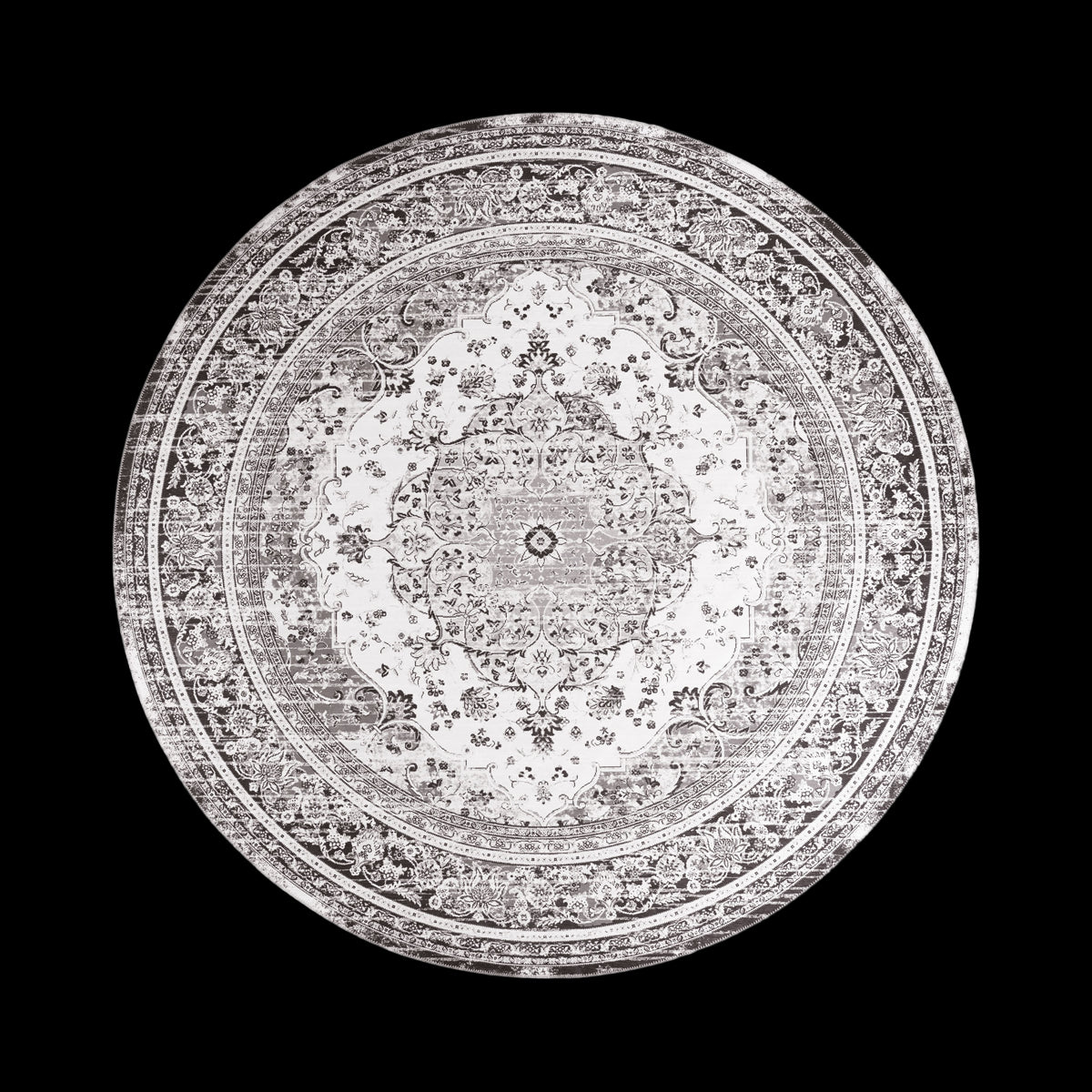 Artichok Valerie Vloerkleed Vintage Ø 200 cm - Zwart