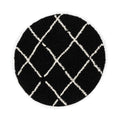 Boho&me Rond hoogpolig vloerkleed ruiten Habitat - zwart|wit - 160 cm