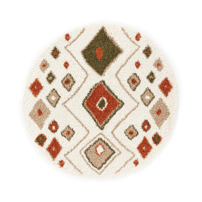 Boho&me Rond hoogpolig vloerkleed bohemian Artisan - wit|multi - 120