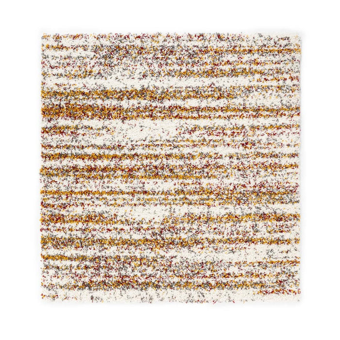 Boho&me Vierkant hoogpolig vloerkleed strepen Artisan - wit|multi -