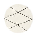 Boho&me Rond hoogpolig vloerkleed ruit Artisan - wit|zwart - 120 cm