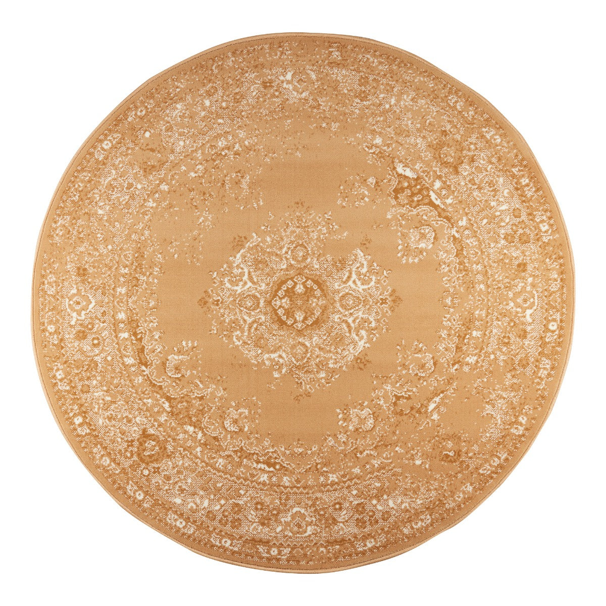 Interieur05 Rond Vintage Vloerkleed Keshan cognac|bruin - 190 cm