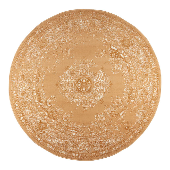 Interieur05 Rond Vintage Vloerkleed Keshan cognac|bruin - 190 cm