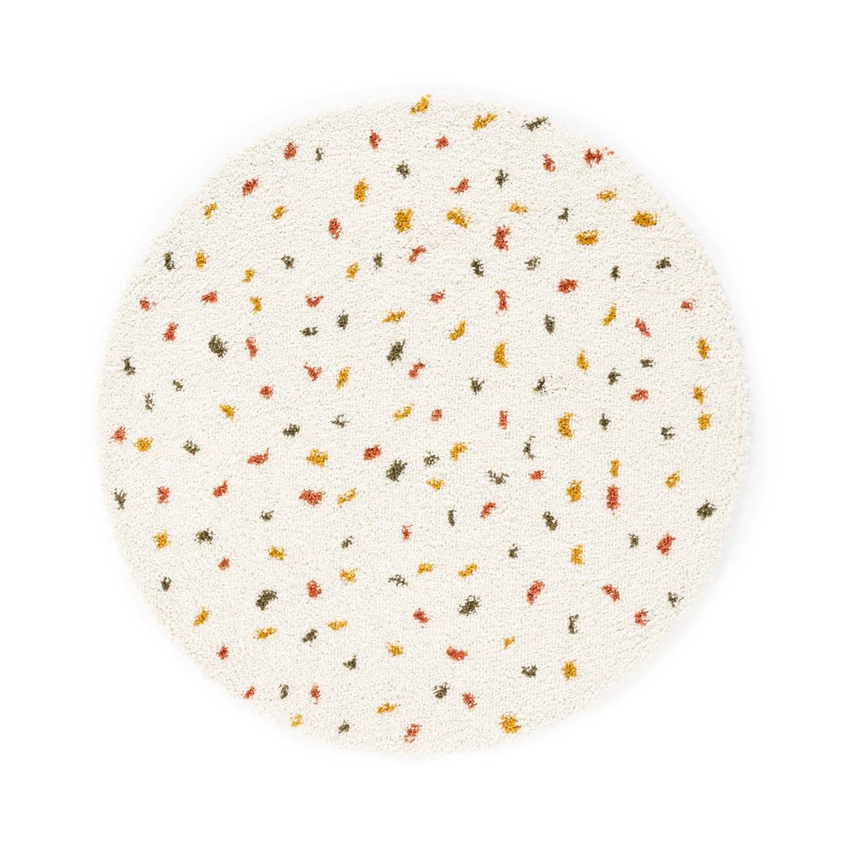 Boho&me Rond hoogpolig vloerkleed stippen Artisan - wit|multi - 200 cm