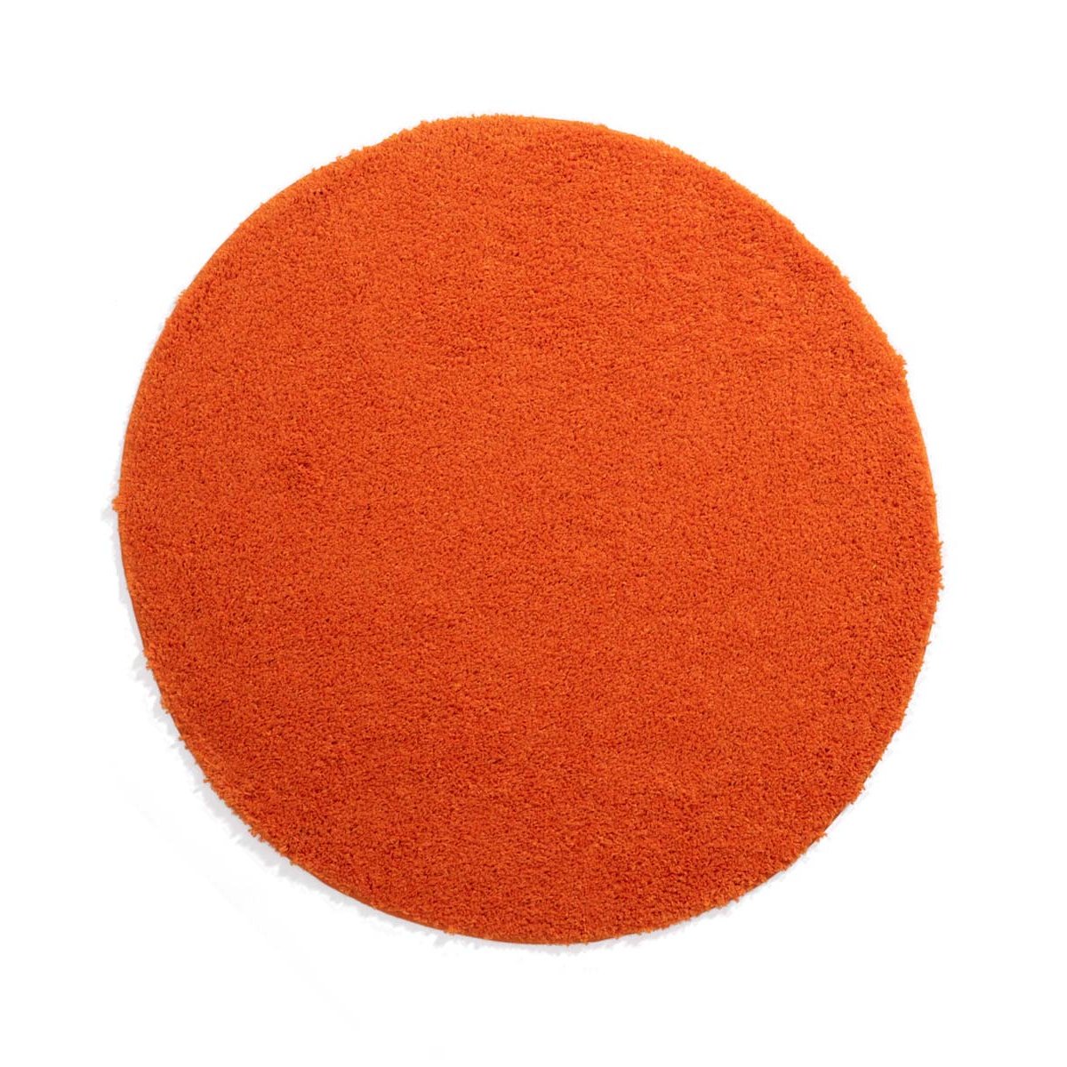 Tapeso Rond hoogpolig vloerkleed shaggy Trend effen - oranje - 80 cm