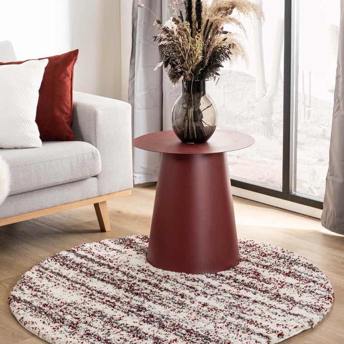 Boho&me Rond hoogpolig vloerkleed strepen Artisan - grijs|rood - 160