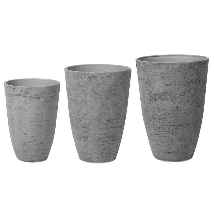 Beliani CAMIA Set van 3 bloempotten Grijs