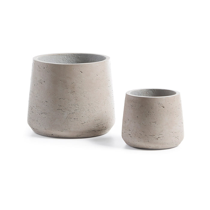 Kave Home - Set Low van 2 bloempotten grijs Ø 21 cm | Ø 14 cm