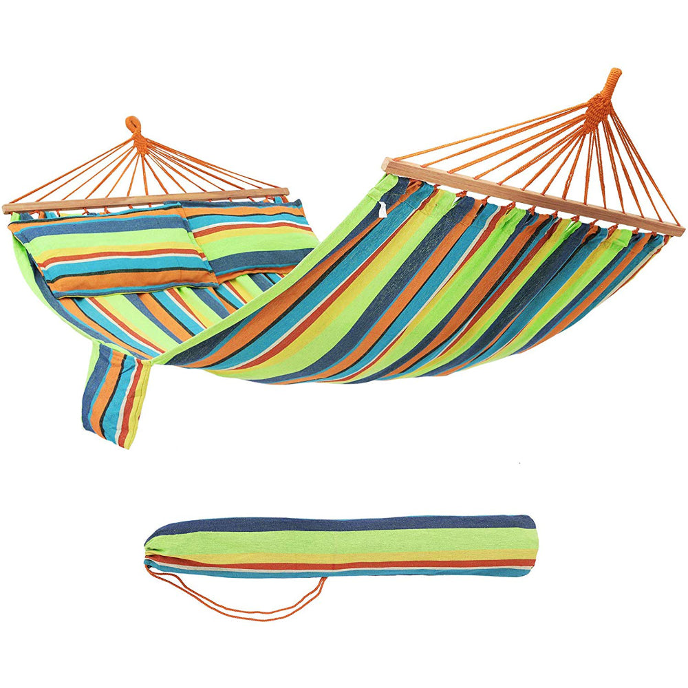 Hangmat - Hammock met 2 Kussens - 210 x 150 cm - Oranje|Groen