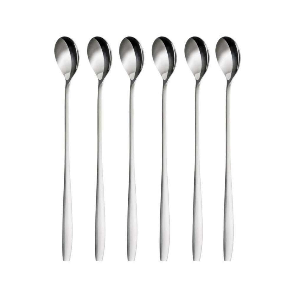 Orange85 Lange lepels voor Latte Machiatto 6 stuks RVS Zilver
