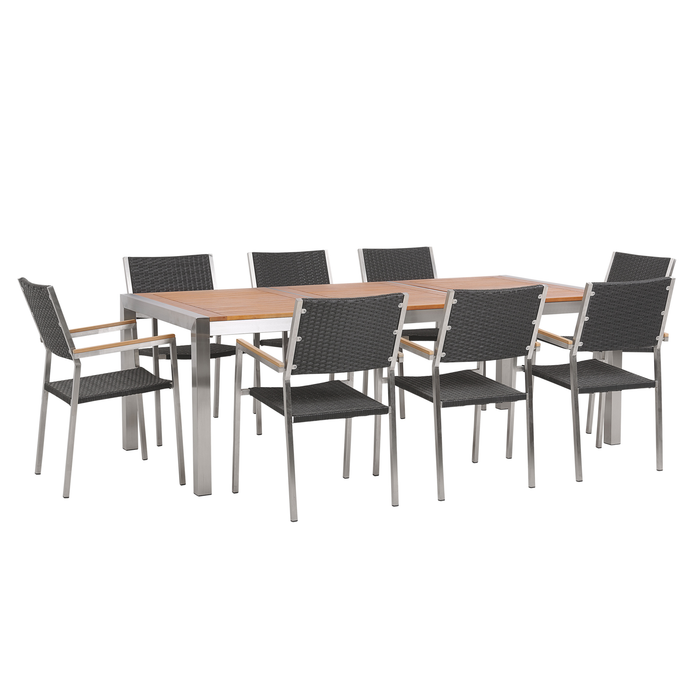 Beliani - GROSSETO - Tuinset voor 8 - Zwart - RVS