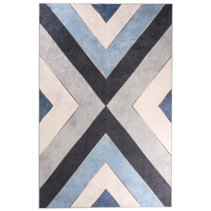 Tapeso Geometrisch vloerkleed wasbaar - Moderna blauw|grijs - 160x240