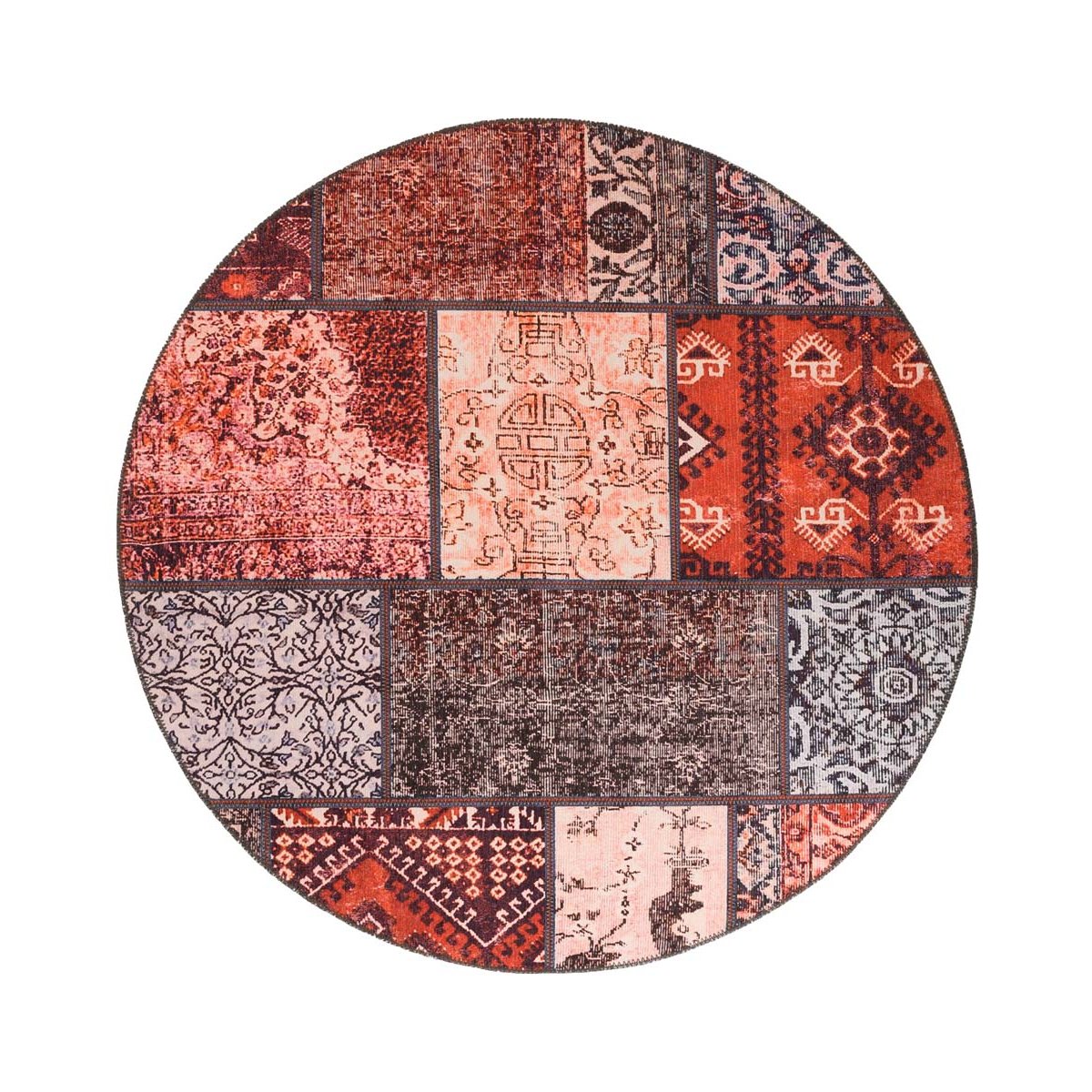 Heritaged Rond patchwork vloerkleed - Fade No.1 rood|multi - 305 cm