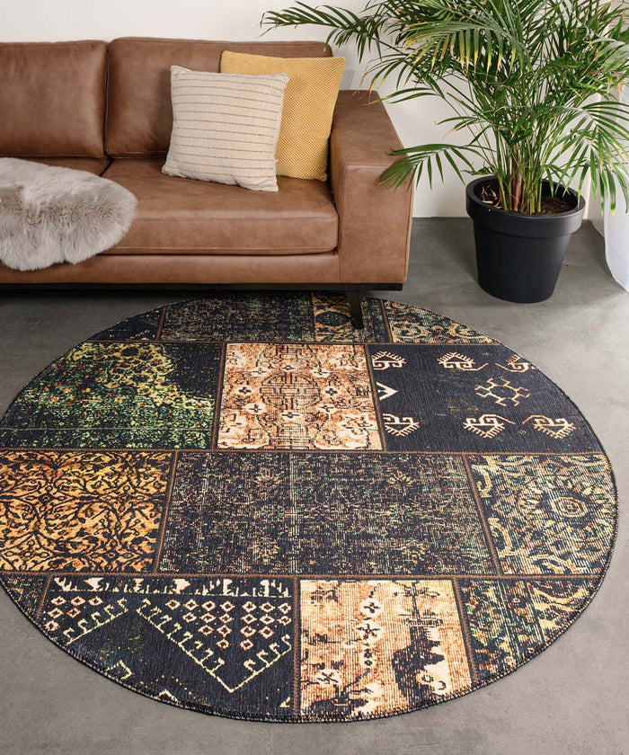 Heritaged Rond patchwork vloerkleed - Fade No.1 olijfgroen - 115 cm