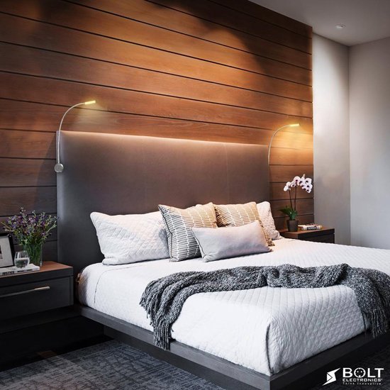 Novio  Bed Leeslampjes met Dimfunctie zilver en USB aansluiting