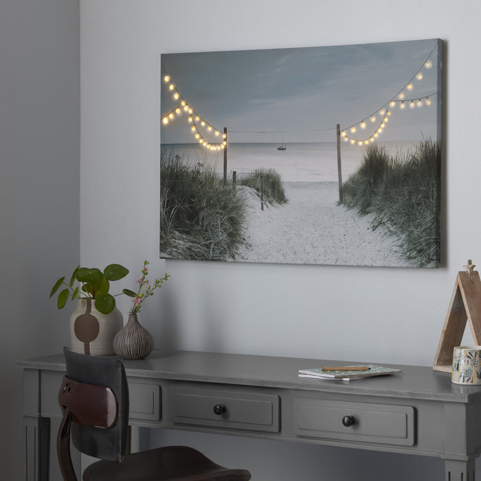 Art for the Home Strandwandeling LED Canvas 60x90 cm