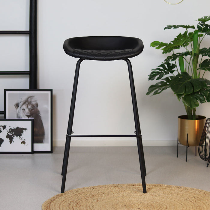 Bronx71 Industriële barkruk Minimal zwart PU leer 77 cm