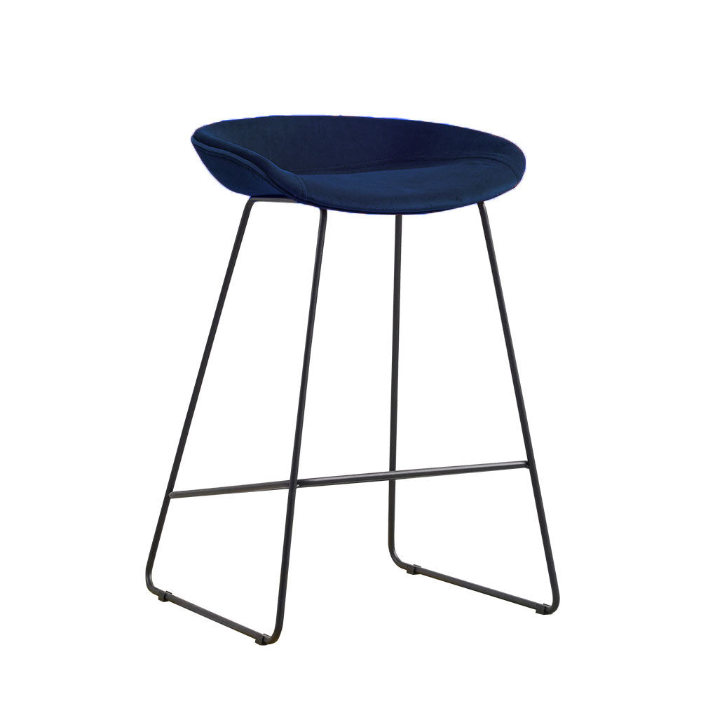 Bronx71 Velvet barkruk Oslo blauw 66 cm