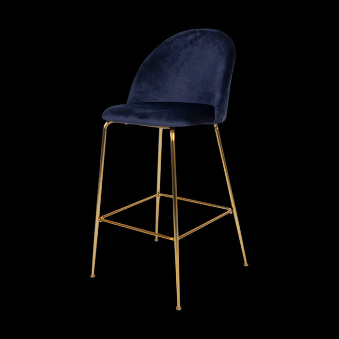 Artichok Aniek barkruk velvet blauw - gouden onderstel - 77 cm