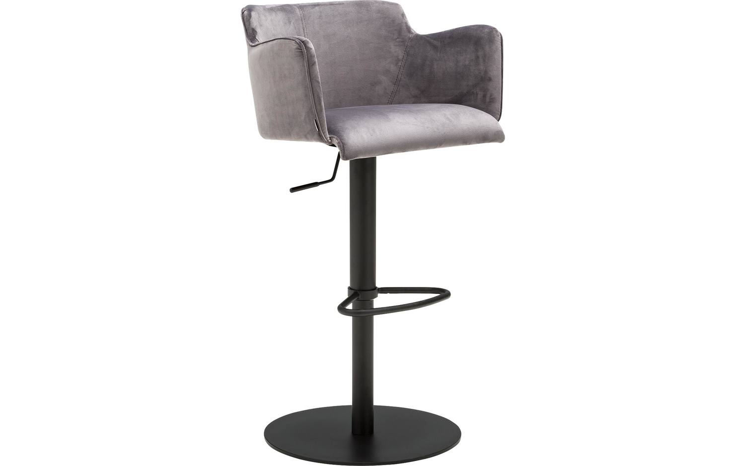 Goossens Barstoel Flamingo, Barstoel met arm - grijs Fluweel met