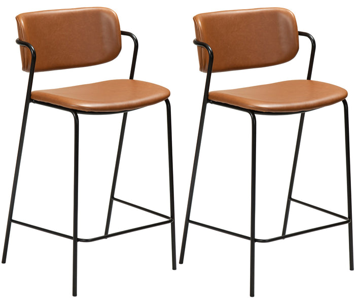Dan-Form Zed Barkruk Zithoogte 65 Cm - Set Van 2 - Cognac Kunstleer