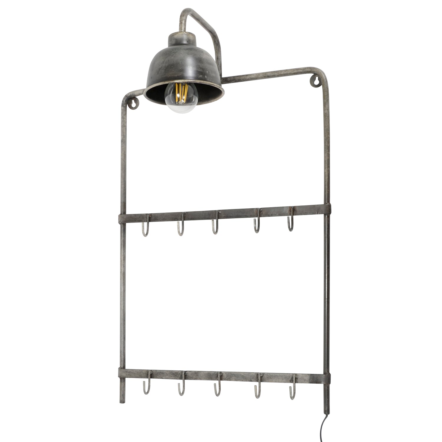 D - Hoyz - Kapstoklamp - Grijs - Wandkapstok met Lamp - 75cm Hoog