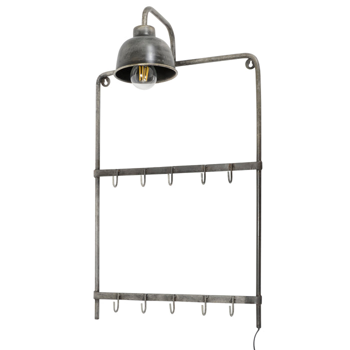 D - Hoyz - Kapstoklamp - Grijs - Wandkapstok met Lamp - 75cm Hoog