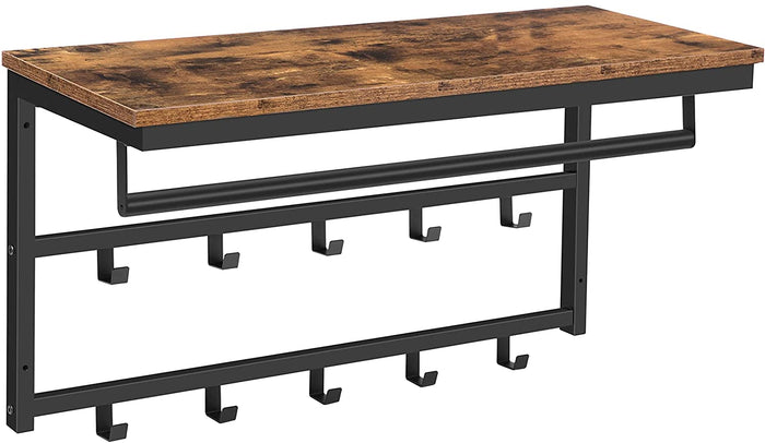 Furnilux - Wand kapstok met plank - wandrek met 10 haken en stangen
