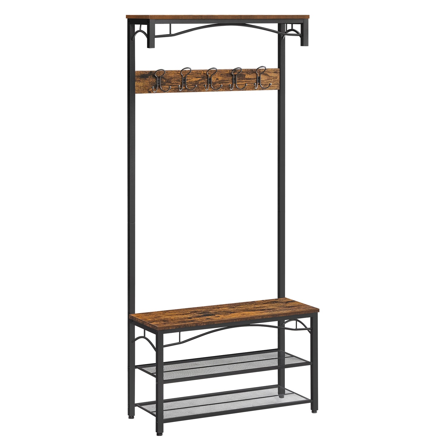 O'DADDY® kapstok staand - schoenenrek - 15 haken - 80x32x178,5 - bruin