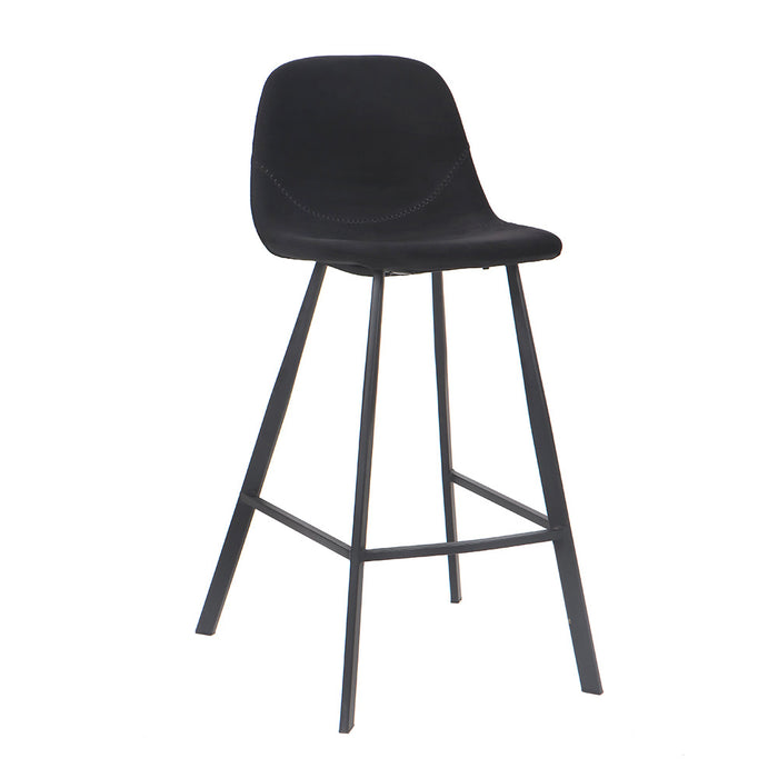 Bronx71 Velvet barkruk Logan zwart 70 cm