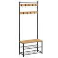 O'DADDY® kapstok staand - schoenenrek - 9 haken - 70x32x175 mangohout