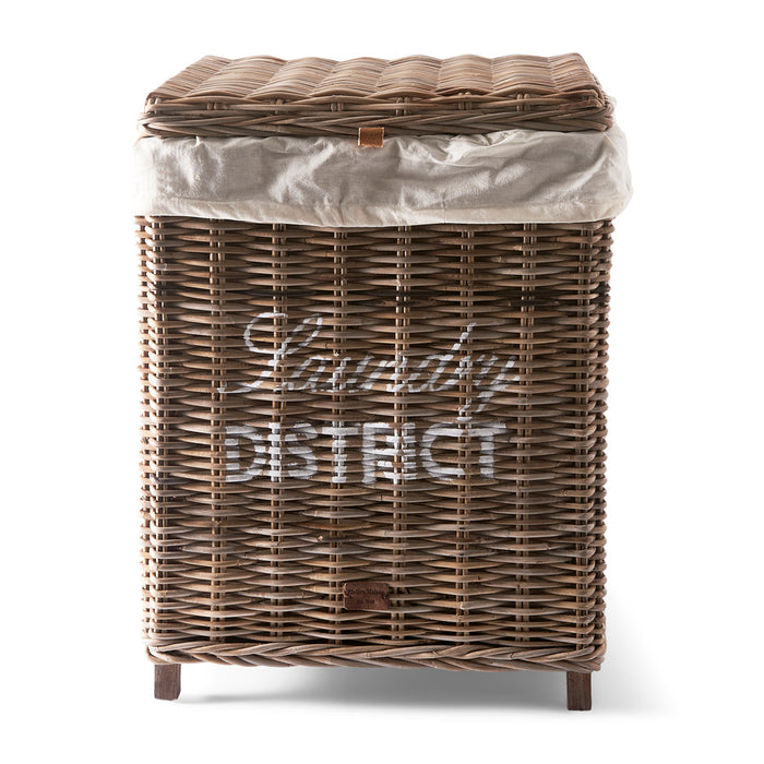 Rivièra Maison - Handgemaakte Wasmand in N01 - Natural van Rattan en Katoen met afmetingen 55 x 45 x 70 cm