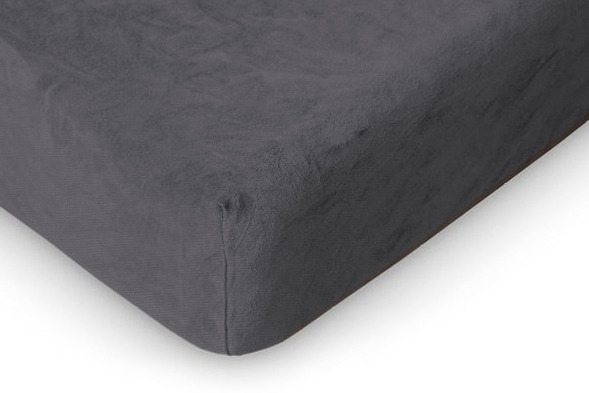 LINNICK Badstof Velours Topper Hoeslaken anthracite 1 persoons