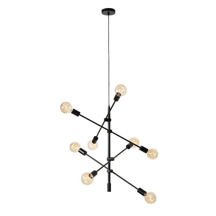 QAZQA Industriële hanglamp zwart 8-lichts - Sydney