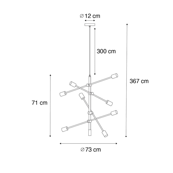QAZQA Industriële hanglamp zwart 8-lichts - Sydney