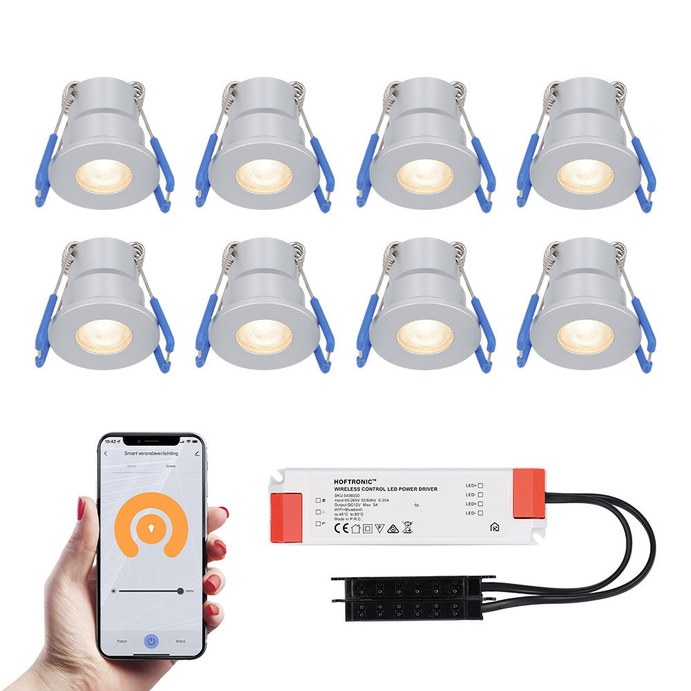 Milano - 8x Smart inbouwspots veranda – Complete Set – Wifi &