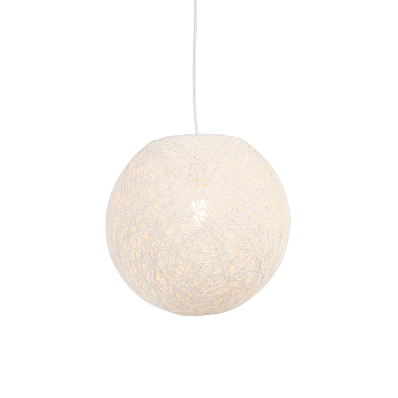 QAZQA Landelijke hanglamp wit bol 35cm - Corda