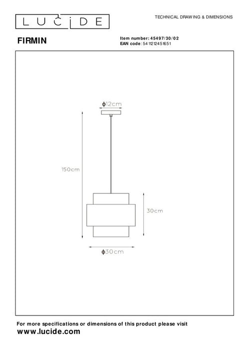Lucide FIRMIN Hanglamp - Mat Goud | Messing