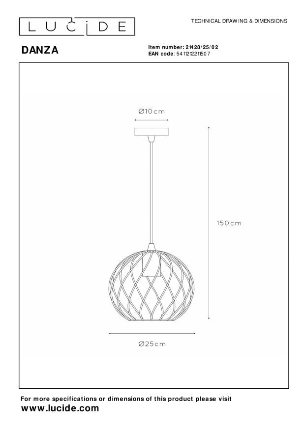 Lucide DANZA Hanglamp - Mat Goud | Messing