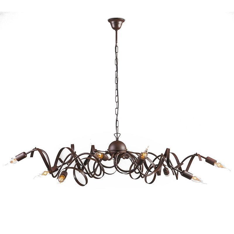 QAZQA Landelijke kroonluchter bruin 10-lichts - Ricciolo