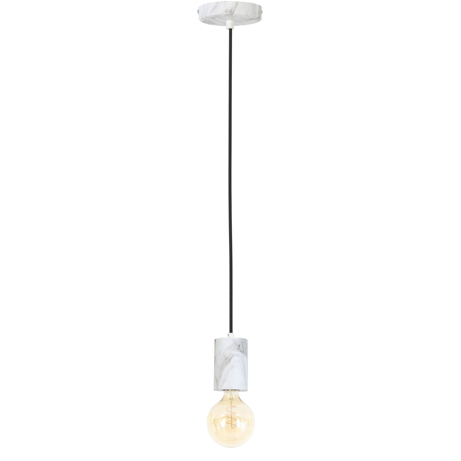 Light & Living Hanglamp Vidar 1L - Wit Marmer Print + Lichtbron