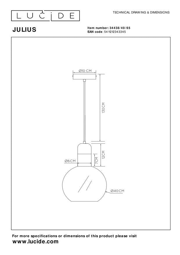 Lucide JULIUS Hanglamp - Fumé